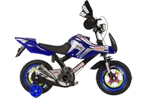 Touch of Venetian 12" 16" Boys Motorcycle Bike with Stabilisers Black Red Green Blue Pink Moto Wheels Kids Bicycle for Ages 2-9 Years Old Sound Motorcross