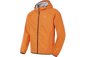 Rdruko Waterproof Jacket Mens Lightweight Packable Thin Rain Coat Outdoor Camping Hiking Cycling Running Jacket Full Zip Hooded Windbraker