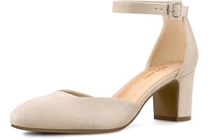 PIZZ ANNU Womens Court Shoes Block Heel Closed Toe Elegant Wedding Pumps for Bride Ankle Strap Ladies Mary Jane Sandals Size 3-9