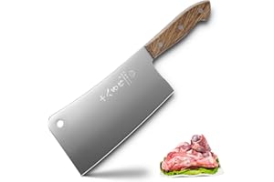 SHI BA ZI ZUO Coltello da macellaio in acciaio inossidabile per mannaia per ossa da 7 pollici per uso intensivo con manico in palissandro