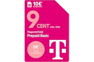 Telekom MagentaMobil Prepaid Basic | 9ct pro Minute/SMS in alle dt. Netze | optionale Dayflat (50 MB) für mobiles Surfen verfügbar I ohne Vertragsbindung, volle Kostenkontrolle I 10 EUR Startguthaben