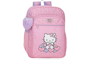 Hello Kitty Hearts & Dots, zaino scolastico, zaino per bambini rosa, realizzato in poliestere, scomparto principale con tasca interna, spalline larghe, ergonomiche e imbottite, blu, Zaino scuola
