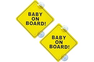 XPEX 2 Adesivi Bimbo a Bordo per Auto, Segnali per Bambini con Doppie Ventose, 2 Cartelli Riutilizzabili per Auto