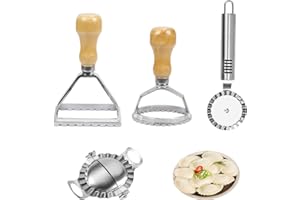MENGON 4 Pcs Ravioli Stamp Set Stainless Steel Round Square Ravioli Cutter Stamp Maker Ravioli Dumpling Maker Set Wonton Embossed Baking Tool for Cookie Biscuit Pasta Dough