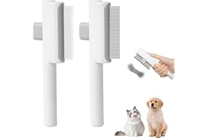 WORUIB 2 Pcs Flea Comb for Cats, Flea Comb, Cat Grooming Brush, Round Edges and Corners,Stainless Steel Needle, Sturdy and Durable for Removing Fleas and Tangles for Pets (white)