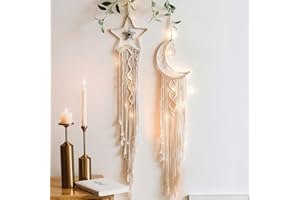 MARCHIORI Star Moon Dream Catcher,Handmade Dream Catcher,Teen Girls Room Decor,Girls Bedroom Decor,Dream Catcher Wall Decor,Bohemian Dream Catcher,Gift for Mom,Gift for Women,Gift for Girl