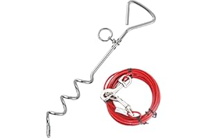 Taylor & Brown Heavy Duty Dog Tie Out Cable with Spiral Ground Stake Sturdy Puppy Pet Dog Stake and Dog Leash for Outdoor, Yard or Camping (10ft (3m))