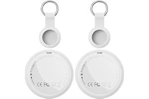 FITABOK Air Tracker Tag Item Finders - 2 Pack Bluetooth Key Finder Compatible with Apple Find My (IOS Only) with Holder, IP68 Waterproof, 100dB Loud Beep Smart Tag for Bike, Wallets, Luggages, Bags, White