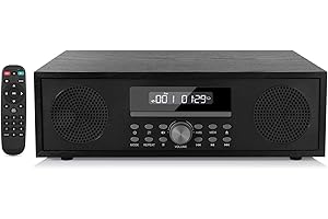 JOVELL Microcadena CD con Bluetooth, Microsistema Compatible con CD MP3, Radio FM, Estéreo Hi-Fi con Entrada USB AUX, Sistema de Música Reproductor de CD con Salida de Audio, Toma de Auriculares (CD-169)