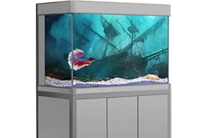 sb little Fondo de decoración para acuario, pegatina para pecera, papel pintado de impresión HD, póster de papel decorativo, barco hundido, ruinas submarinas (15,7 x 23,6 cm (40 x 60 cm)