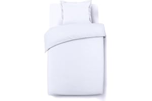 Vision - Parure da letto UNI bianco - Set copripiumino 140 x 200 cm con 1 federa per cuscino per letto singolo - 100% cotone