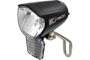 nean Dynamo - Luz LED para bicicleta (70 lux, luz de posición automática y StVZO, luz delantera para bicicleta, faro delantero con placa de refrigeración de aluminio), color negro