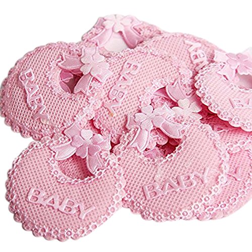 C.X.Y. - Baberos decorativos con lazo, para bomboneras de nacimiento o bautismo, accesorios para cajas o botes, 50 unidades  ROSA