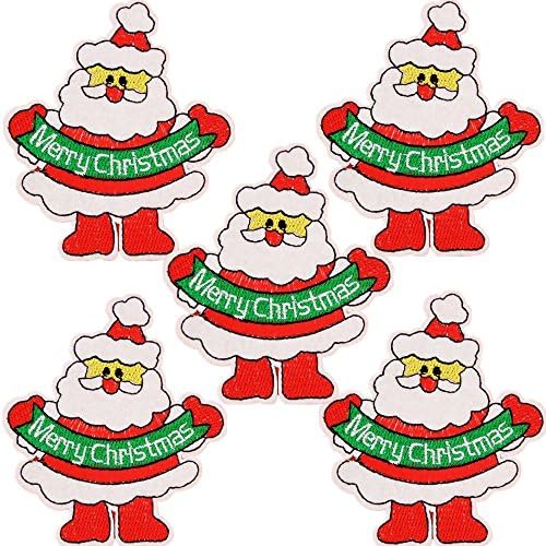 Meatilk 5pcs Santa Claus DIY Embroidered Iron Sewing on Applique Patches