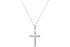 DazzlingRock Collection 0.25 Carat (ctw) Round Diamond Classic Faith Charm Cross Unisex Pendant with 18 inch Chain in 925 Sterling Silver