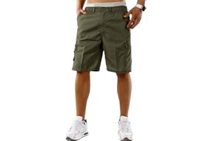 westAce Mens Cargo Shorts Combat Multi Pocket Elasticated Waist Plain Lightweight Relaxed Casual Shorts M L XL 2XL 3XL