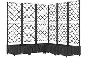 vidaXL Jardinière avec Treillis Lit Surélevé Pot à Plantes Boîte à Fleurs Jardin Patio Entrée Terrasse Extérieur Noir 120x120x121,5 cm PP