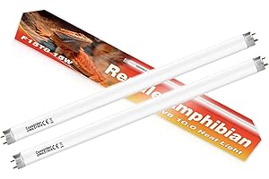 TARARIUM 2 Pack Terrarium Reptile Light Bulb UVB10.0 15W Vivarium UVA UVB Fluorescent Desert Lamp Tube for Tortoise Bearded Dragon Leopard Gecko Lizard Amphibian (18 in T8 G13)