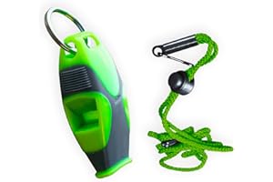 KWIK GOAL Fox 40 Sharx Whistle and Lanyard Silbato, Adultos Unisex, Charcoal/Green (Multicolor), Talla Única