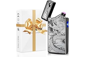 ‎LCFUN LcFun Feuerzeug Elektrisch Lichtbogen Feuerzeug USB Aufladbar Elektrisches Plasma Feuerzeug Sturmfeuerzeug Elektro Winddicht Arc Lighter Wiederaufladbar für Kerzen Küche Geschenk (Schwarzer Drache)