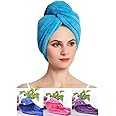 Sellsfly Set of 2 Hair Towel Wrap Absorbent Towel Hair-Drying Hair Warp Towel Super Quick-Drying Microfiber Bath Towel Hair Dry Cap Salon Towel (Pack of 2-Multi Colour)