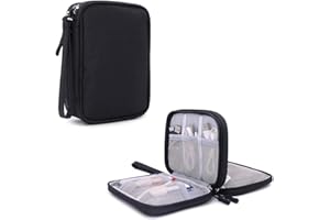 Hosoncovy Custodia da viaggio a doppio strato per hard disk da 6,3 cm, custodia da viaggio per unità flash USB, custodia organizer per due WD Western My Passport Seagate Samsung da 2,5", Nero ,