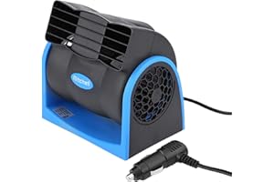 Wakects Ventilateur de Voiture, Circulateur d'air de Refroidissement de 12 V se Connectant à l'Allume-Cigare de Cigarette Faible Niveau de Bruit pour Voiture Camion Camionnette SUV RV Bateau