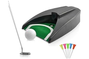 LTXDJ Golf Automatic Putting Cup, Auto Putt Returner with 5 Golf Tees, Golf Training Aid Practice Equipment for Indoor Outdoor Garden Lawn, Battery Powered