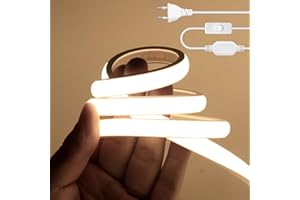 Wisada Striscia LED Neon COB 220V, IP65 Impermeabile Flessibile, 288LED/m 20m Bianco Naturale 4000K Striscia LED FCOB con Interruttore, Illuminazione Camera da Letto Cucina Soggiorno