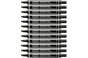 Pentel Pen N60 Marcatore Permanente Punta Scalpello Nero 12 Pezzi