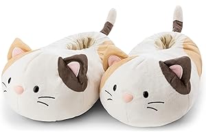 NICI Hausschuhe mymochi Katze Angy 36-39 (M) - weiß - Warme Kuscheltier Hausschuhe aus Plüsch für Kinder und Erwachsene, Tier-Schuhe mit Anti-Rutsch Sohle, Slippers