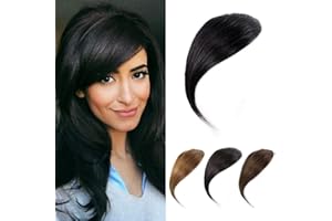 DSOAR Clip In Frangia Laterale Spessa In Veri Capelli Umani Al 100% con Frangia Laterale Estensioni dei Capelli con Frangia Dritta (Scoppi Laterali ad Aria, Jet Nero)