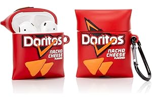 YIGEYI Silikonowe etui Kompatybilne z Airpods 1 i 2 Funny Cute 3D Cartoon Cover [Seria Przekąsek] (Chipsy Tortilla)