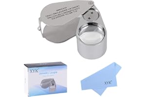 40X Full Metal Illuminated Jewellery Magnifier,XYK Folding Scientific Document Magnifying Glass Jewellers Lens Eye Loupe with LED and UV Light(LED Currency Detecting/Jewelry Identifying Type)