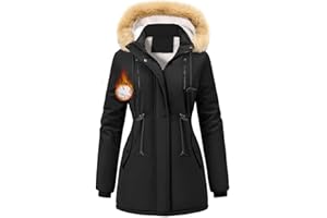 Nadeer Abrigos de Mujer Parka Invierno Cremallera Chaqueta con Capucha de Piel Sintética Cálido Forro Polar Sudadera con Bolsillos