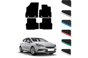 GCM - Car Floor Mats for Vauxhall Astra K 2015 To 2022 Full Coverage Floor Protection - Anti Slip & Fit Car Mat with Clips Easy to Clean Car Carpet for All-Weather- Black Edging, Carpet