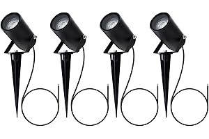 EBION Garden Spike Light GU10,Garden Spotlights Mains Powered IP54 Waterproof,35W 240V Pathway Lights,4Pack Landscape Lighting for Patio Path Lawn Walkway,Aluminum, (Bulbs Not Include)