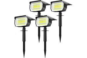 LOTMOS 4 Pack Solar Spot Lights Outdoor Garden, 72 LED Solar Landscape Spotlights 3 Modes Solar Lights Outdoor Waterproof Dusk-to-Dawn Spot Lights Solar Powered for Garden Yard Driveway Pathway, Cool White