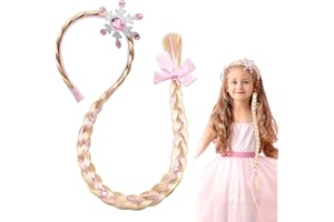 LGWJHCY Fascia di capelli Treccia, Parrucche della ragazza Hairpiece, Parrucca dei capelli lunghi Trecce per le ragazze, Regali del partito di compleanno dei bambini e Cosplay (rose)