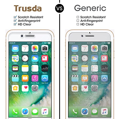 iPhone7 6s 6 Panzerglasfolie,[2-Stück] Trusda 0,3mm Dünn, 9H Härtegrad,2.5D Abgerundete Kanten Kratzfest Hohe Transparenz Fingerabdruck frei Blasenfrei,3D Touch kompatibel,iPhone Displayschutzfolie - 5
