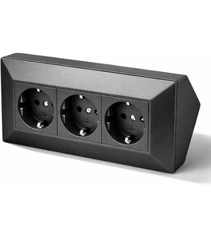 DELPHI stekkerblok 3-voudig, kleur zwart, 250V/16A, 3600W, opbouw