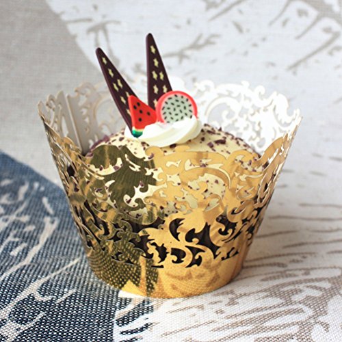 Tinksky Muffin Cup Trays Golden Kuchen Wrapper RS Trays Party Dekoration 50stk - 3