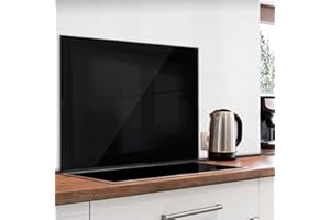 murando - Crédence Verre Cuisine 80x60 cm - Plaque Anti-Projection - Couvercle Anti-éclaboussures crédence - Revêtement Carreaux - Plaque en Verre trempé - Noir f-A-10147-aq-b