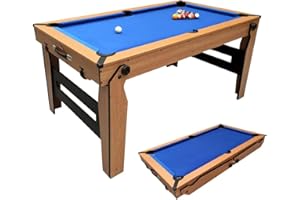 BCE Razor 6ft Rollbarer, Flach Klappbarer Billardtisch – Schlankes, Platzsparendes Design mit Einfacher Aufbewahrung – Inklusive 2 x 48 Queues & 48mm Kugelset – Keine Montage Erforderlich
