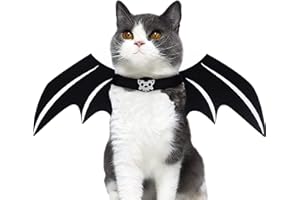 Byhoo Costume di Halloween con ali di pipistrello per gatti e animali domestici, vampiro, vestito, vestito di Natale, pipistrello, scheletro, teschio, decorazione e foro di fissaggio per fune.