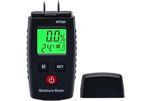 GERUI Medidor de humedad, medidor de humedad de madera tipo pin con 7 modos, pantalla LCD con retroiluminación, detector de moho de madera y materiales de construcción, detector de madera y materiales de