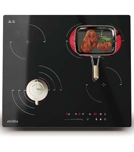 Bosch PIX645HC1E Serie 6 Slimme inductiekookplaat (zelfvoorzienend), 60 cm breed, Flex Induction, rondom frame, kookplaat-gebaseerde kapbediening, sneller koken