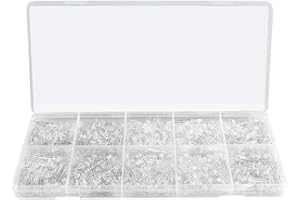 Gasea 750PCS F3 LED Diodes ÉlectroluminescentesTransparente, 2 Broches à Tête Ronde 3mm LED Lampe d'Ampoule Assorti Kit Pour Composants Électroniques Blanc Jaune Rouge Bleu Vert, 5 Couleurs x 150pcs