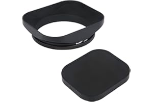 Haoge LH-B58T 58mm Metall Rechteckig Einschrauben Sonnenblende Gegenlichtblende mit Kappe für 58mm Canon Nikon Leica Leitz Zeiss Voigtländer Fujifilm Kamera Objektiv mit 58mm Filtergewinde Schwarz