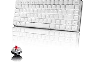 CROSS ZEBRA Tastiera Meccanica da Computer Gaming, USB Cablata 82 Tasti Anti-Ghosting Tastiera Gioco Bianco Illuminata Backlit, Mechanical Keyboard Compatta Ergonomica, Interruttore Rosso, Bianco